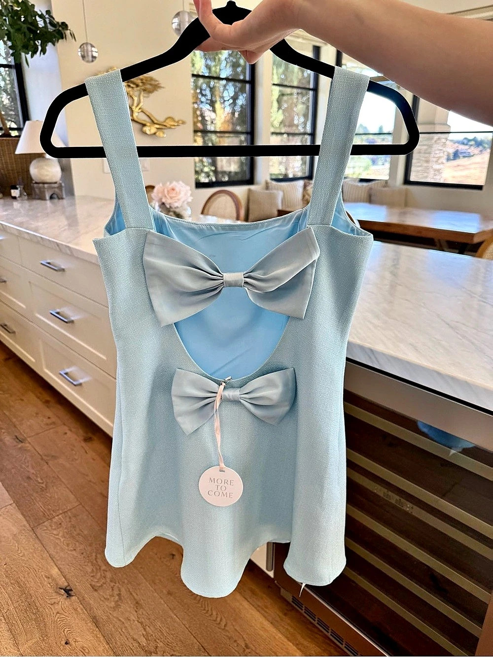 Revolve- More to Come Cut-Out Dress Bow Detail Mini Dress in Blue NWT